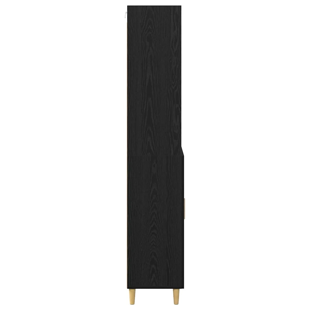 Credenza | Madia | Buffet da pranzo | Armadio da pranzo Rovere Nero 69,5 x 32,5 x 180 cm Legno multistrato