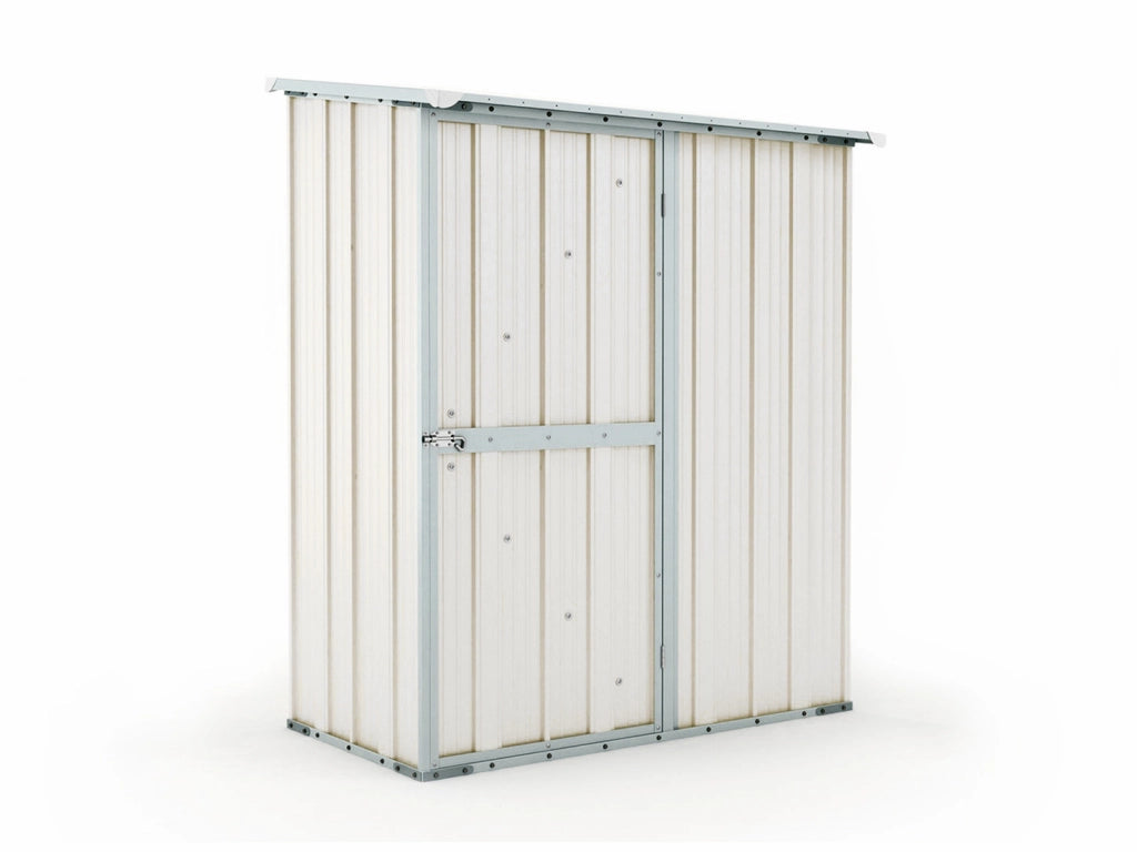Casetta da giardino in lamiera di acciaio 155x100cm x h 192cm - 50kg - 1,55mq - BIANCO