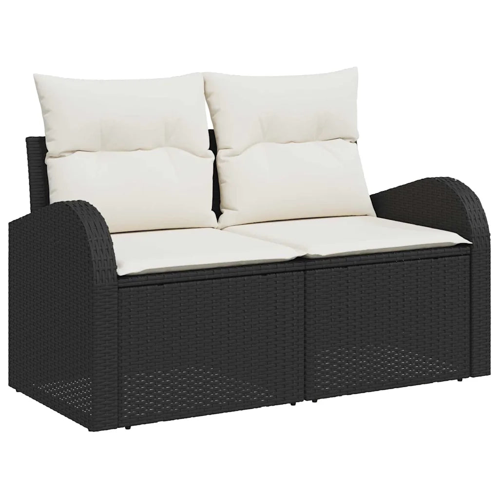 Set Divano da Giardino con cuscino 5 pcs Nero Poly Rattan