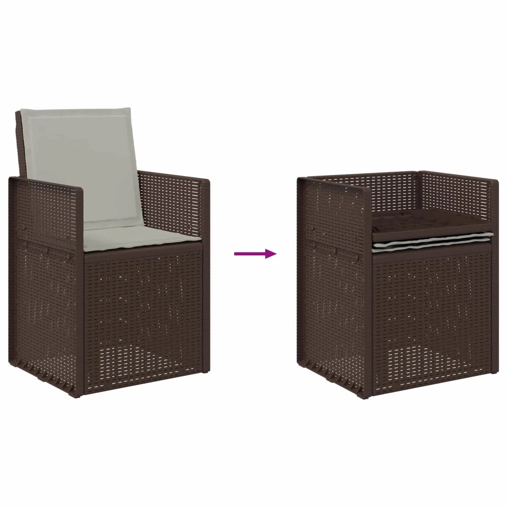 Set da Pranzo per Giardino 3 pcs Marrone e Grigio Chiaro PP 3430046