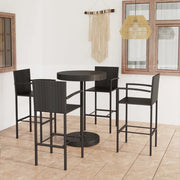 Set Bar da Giardino 5 pz in Polyrattan Nero 3064772