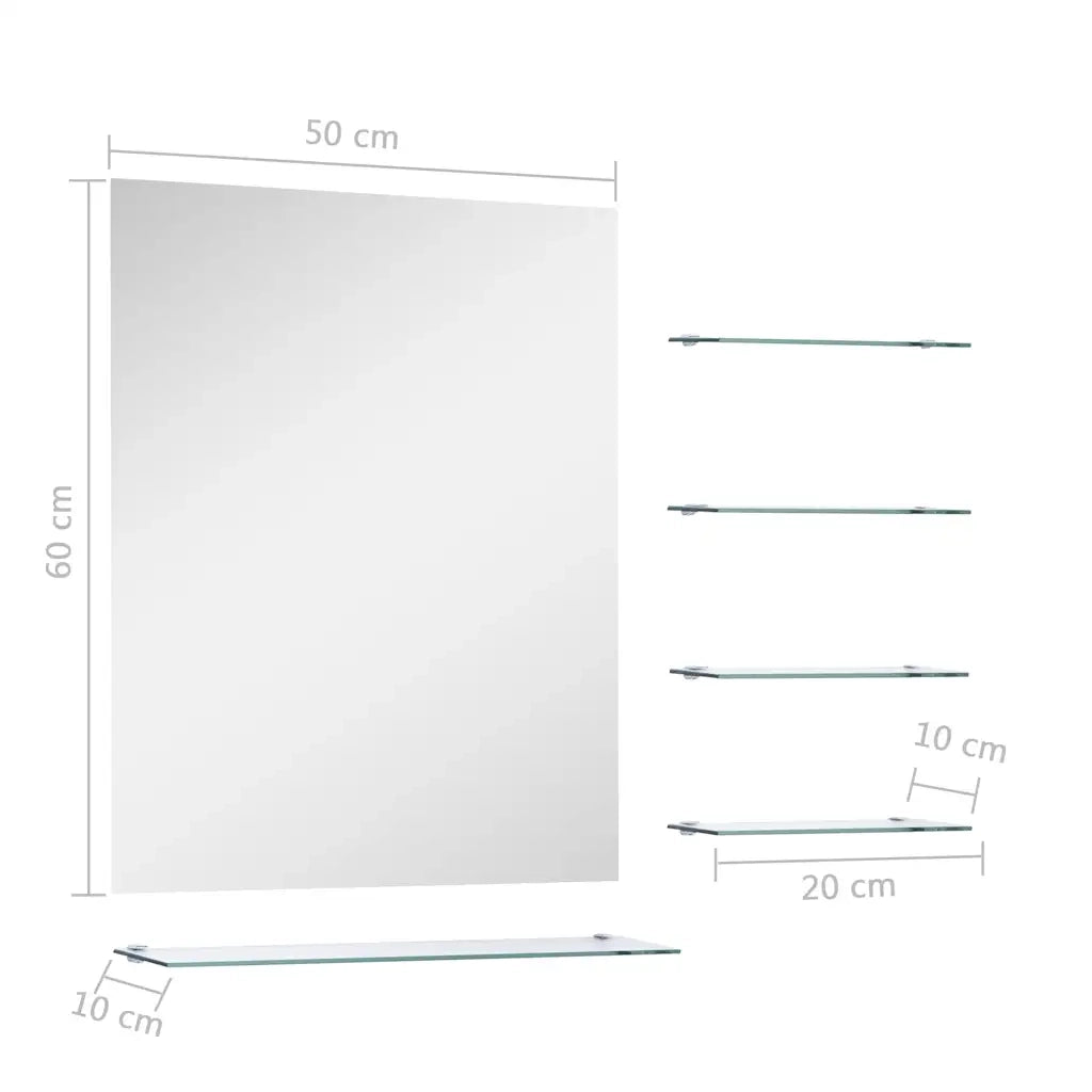 Specchio da Parete con 5 Mensole Argento 50x60 cm 249444