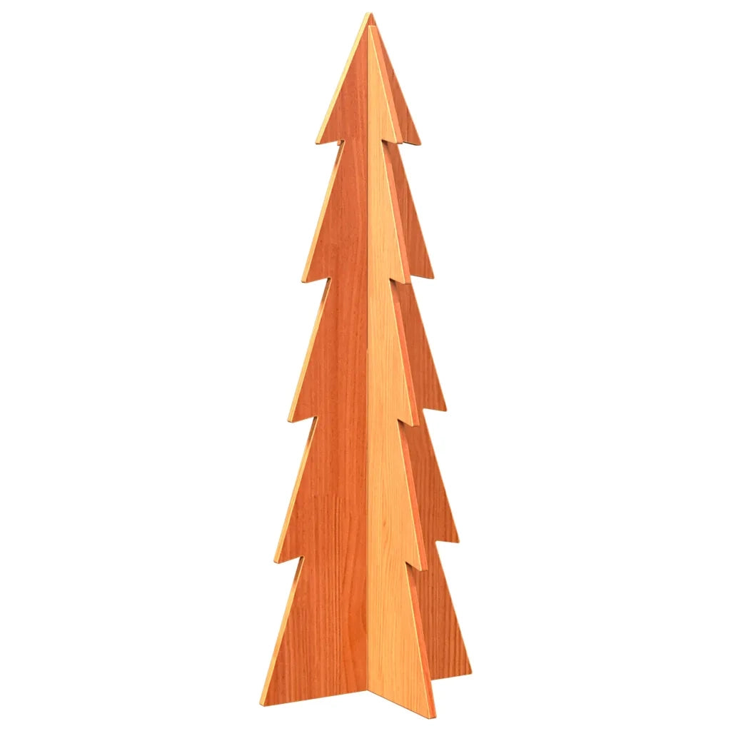 Albero di Natale | Decorazioni natalizie Marrone Cera 112 cm in Legno Massello di Pino
