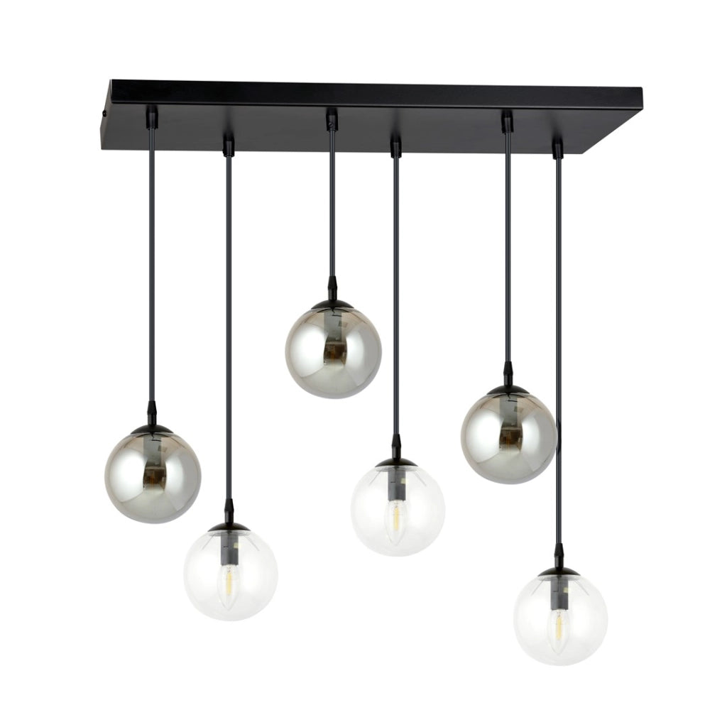 Lampadario Emibig Cosmo 6xE14 nero vetro multicolor