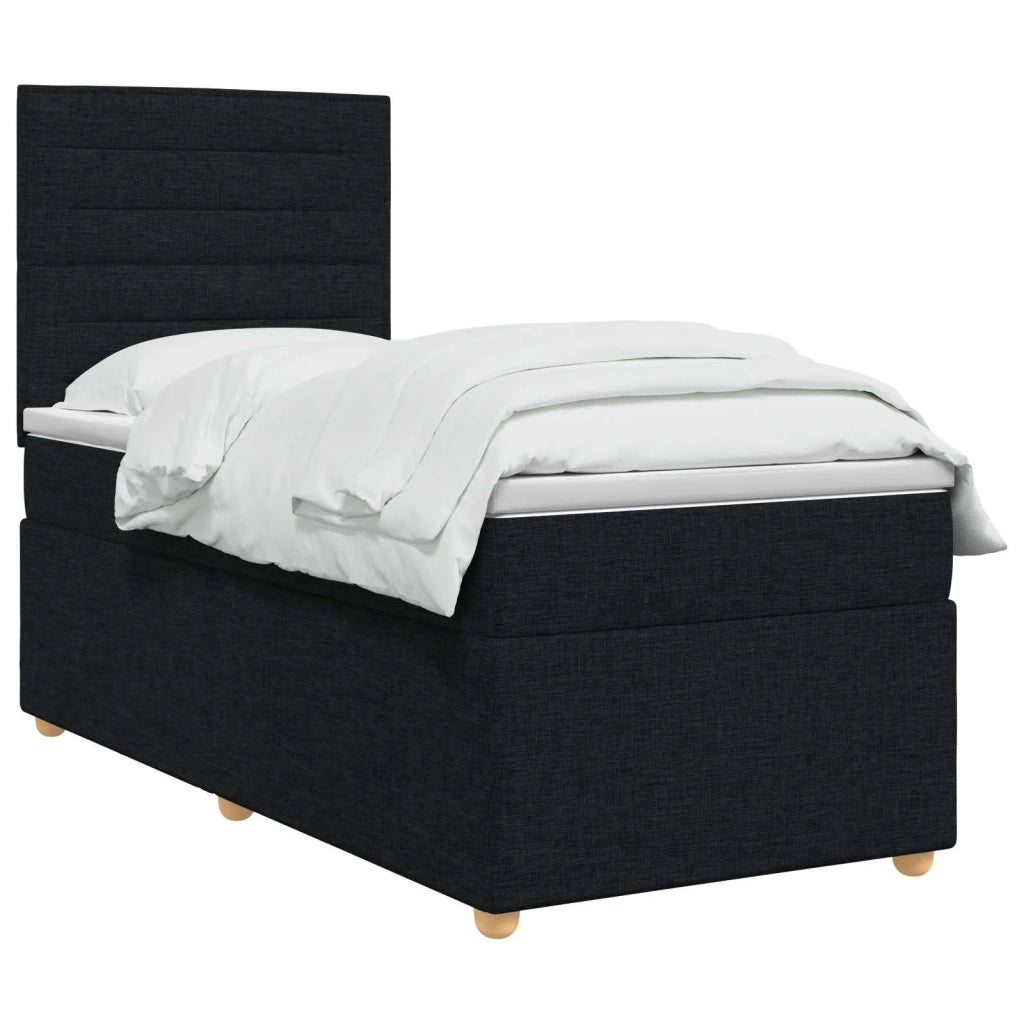 Letto box spring con materasso Nero 80 x 200 cm Tessuto 3455212