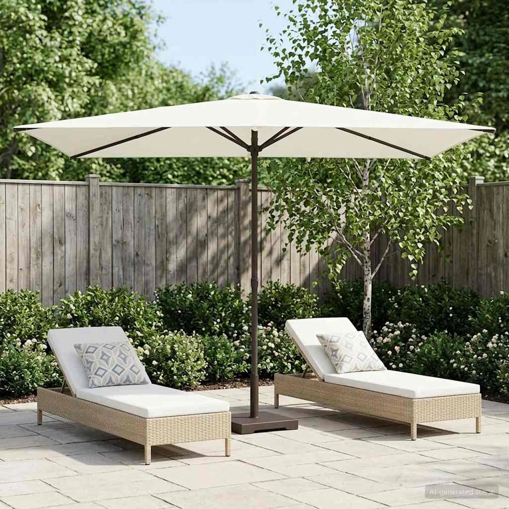 Ombrello da giardino 200 x 300 cm Poliestere Rettangolare Crema 42036168