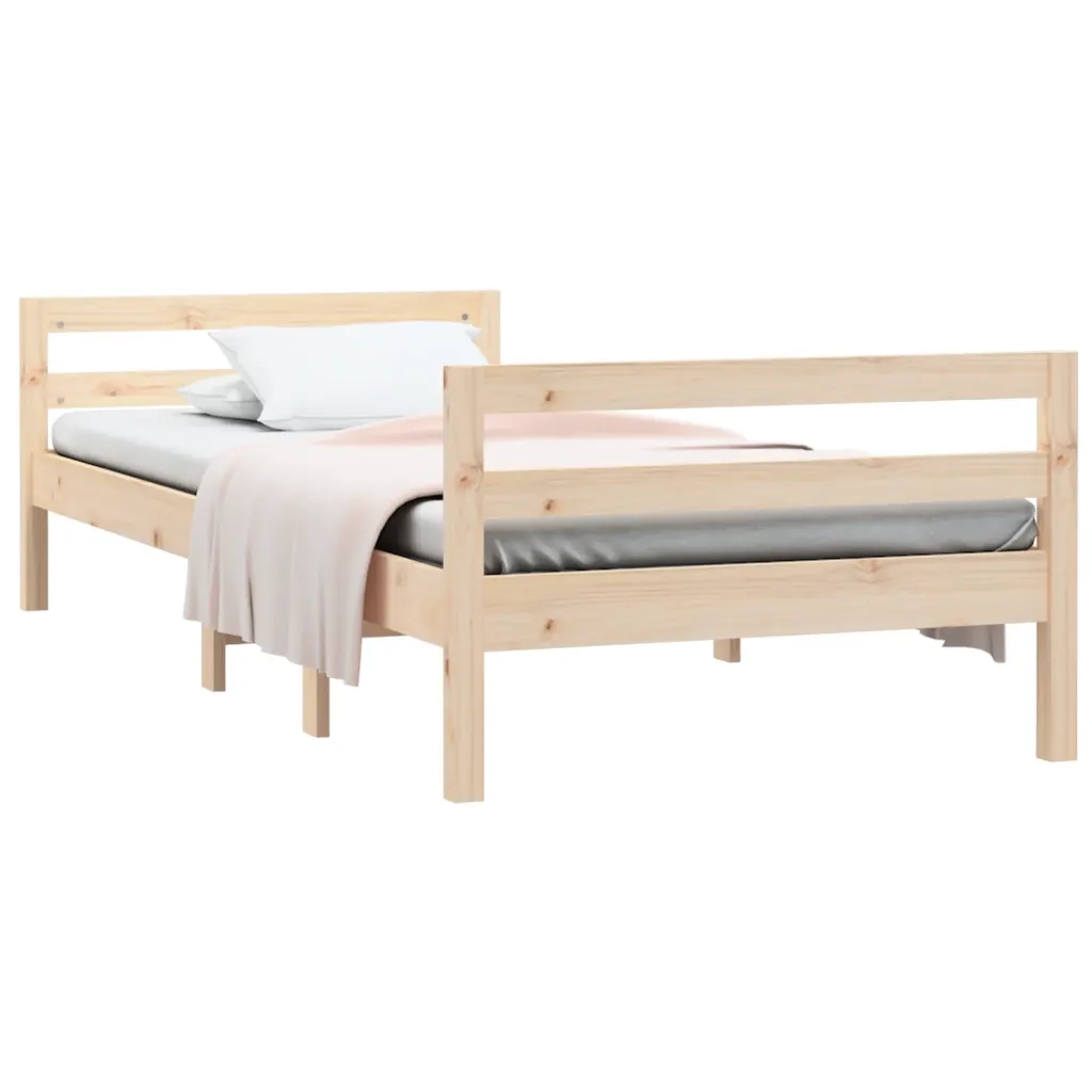 Letto senza Materasso-Struttura Letto 90x190 cm in Legno Massello di Pino 531003