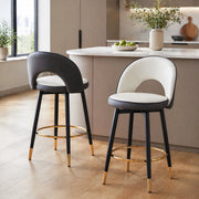 Set 2 sgabelli da bar girevoli 360° in PU grigio scuro e bianco HOMVRA