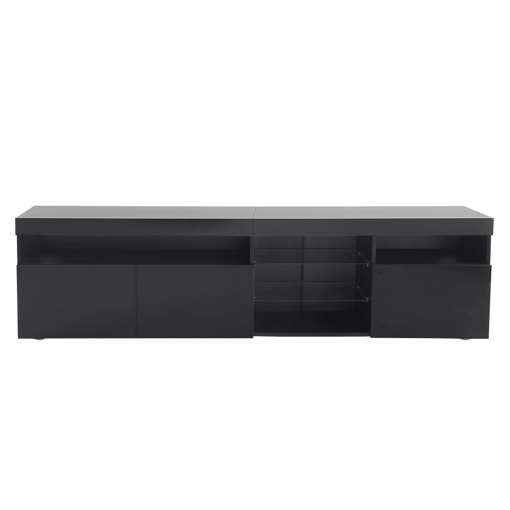 Mobile TV con 3 Ante e LED Multicolore; Stile Moderno; Frontali Lucidi; in MDF; 180??35??48 cm; Nero