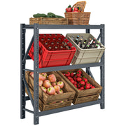 Scaffale Multistrato per Stoccaggio Casse Bevande a 3 Ripiani Regolabili ¨C Minimal ¨C 110x30x110cm Grigio