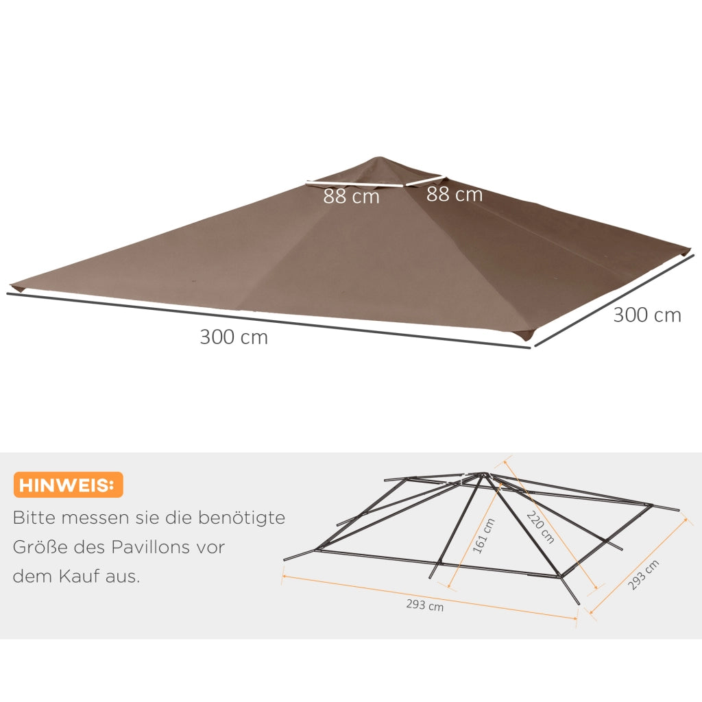 Telo di ricambio per gazebo in poliestere 180 g/m² color caffè con 8 fori per gazebo 295–300 × 295–300 cm