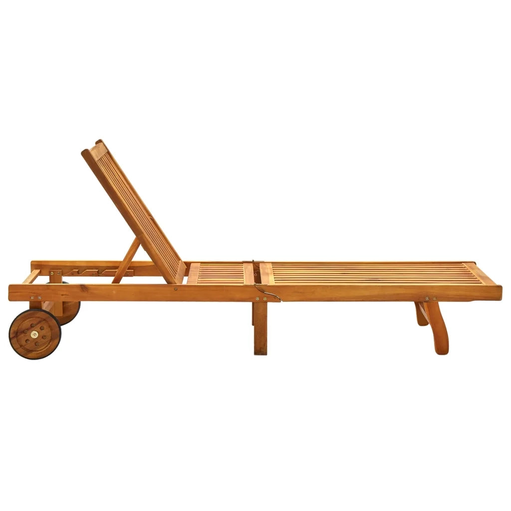 Lettino Prendisole da Giardino con Cuscino Massello di Acacia 3061355