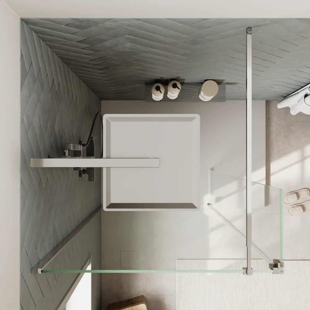 Doccia walk-in 60cm + anta 40cm vetro 8mm trasparente profili cromo | Keros