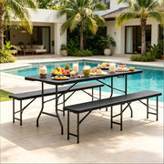 Set da giardino pieghevole per 8-10 persone in HDPE nero