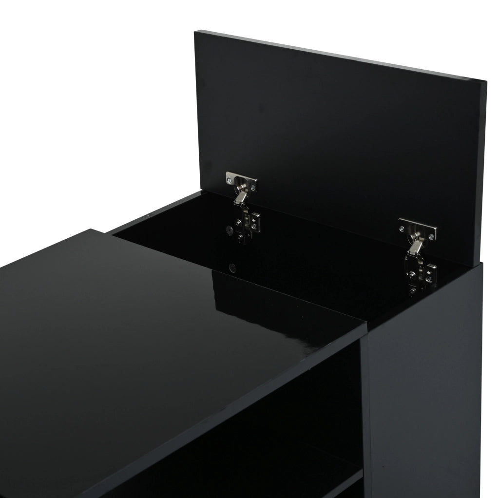 Tavolino da caffè 100x50x40 cm nero lucido con LED; cassetto e 6 vani HOMVRA