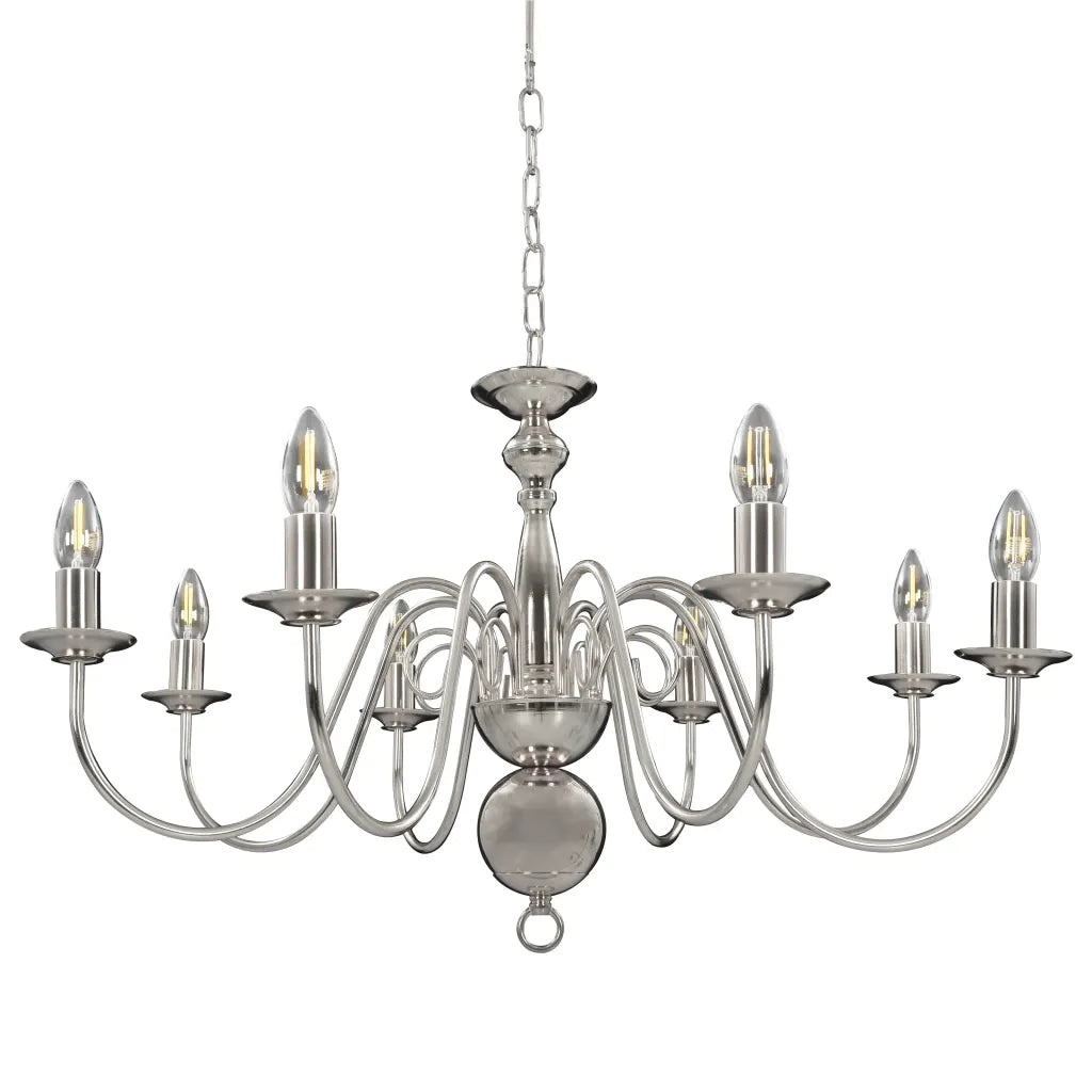 Lampadario Argento con 8 Lampadine E14 281618