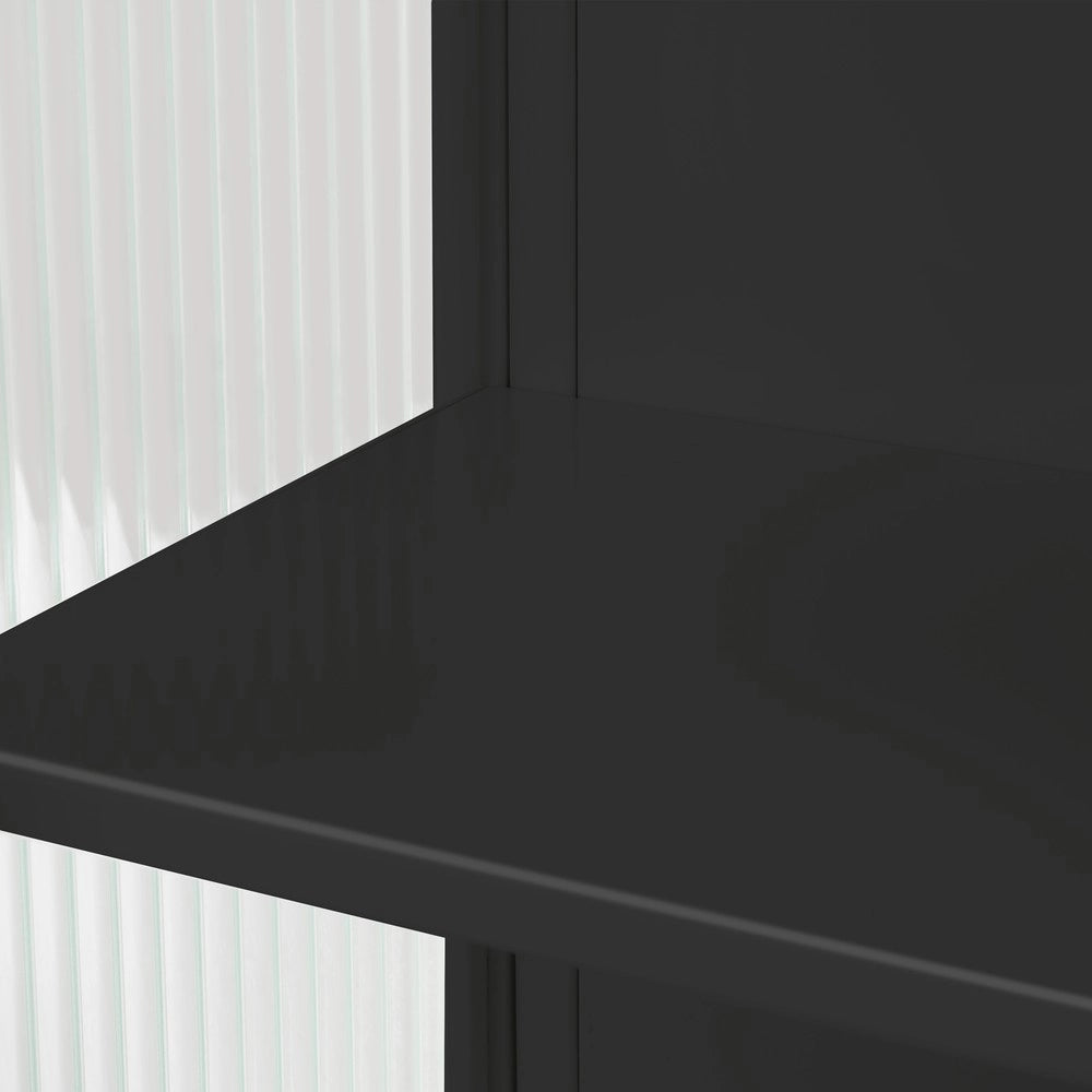 Mobiletto Bagno con Ante in Vetro e Portasalviette ¨C MINIMAL ¨C Nero, 60 cm