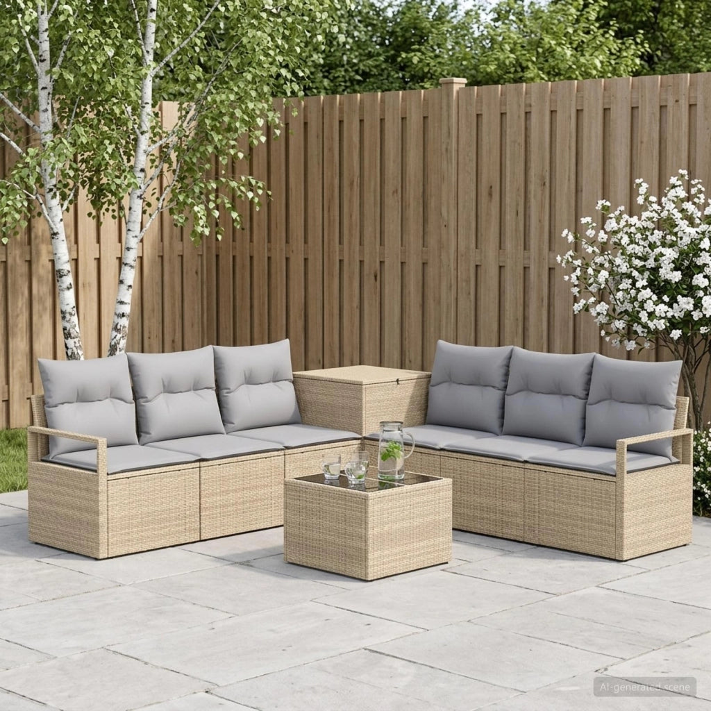 Set di divani 8 pz Beige e Grigio Chiaro 3448177