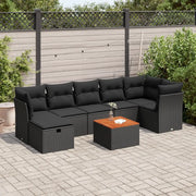Set Divani da Giardino con Cuscini 8 pz Nero in Polyrattan 3264730