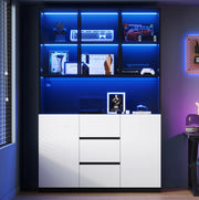 Vetrina con LED multicolore 120x40x200 cm con 3 cassetti e 2 ante in MDF nera