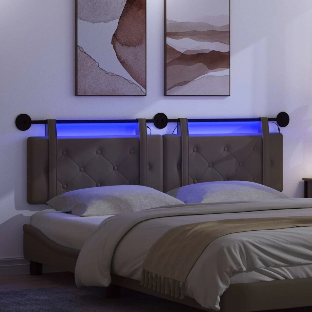 Testiera | Testata sospesa Con luce LED Grigio Similpelle