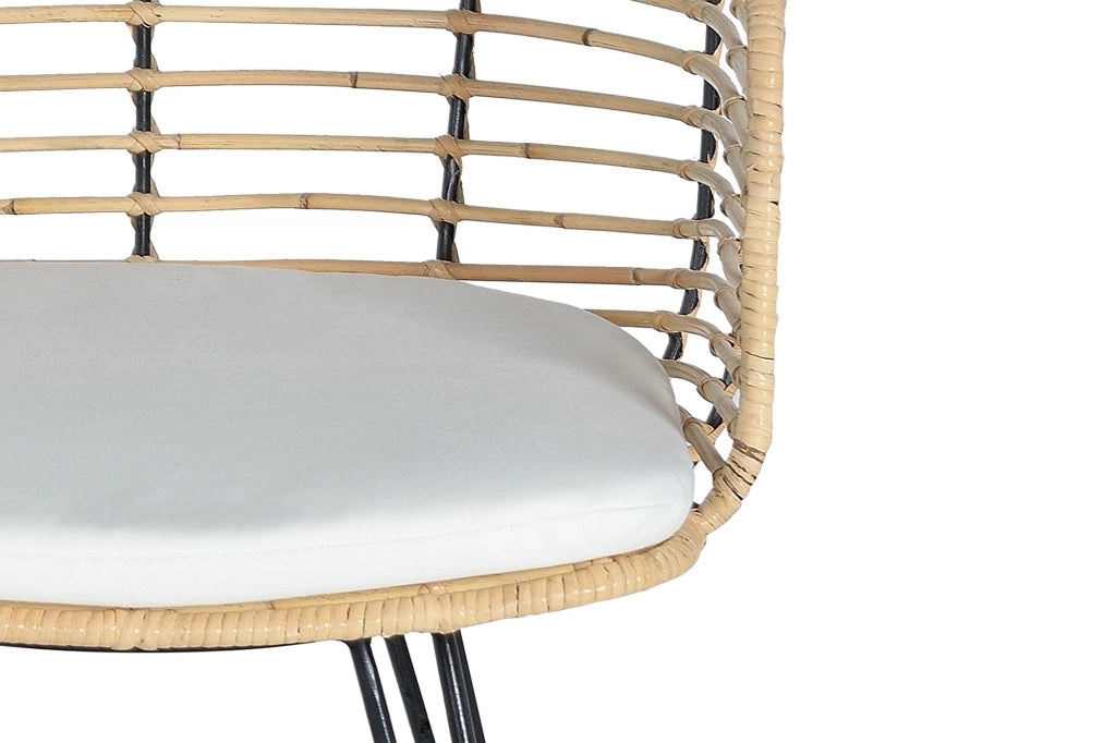 Set 2 sedie in rattan e metallo