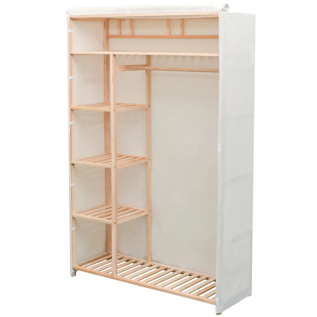 Armadio in Stoffa e Legno di Pino 110x40x170 cm 42976