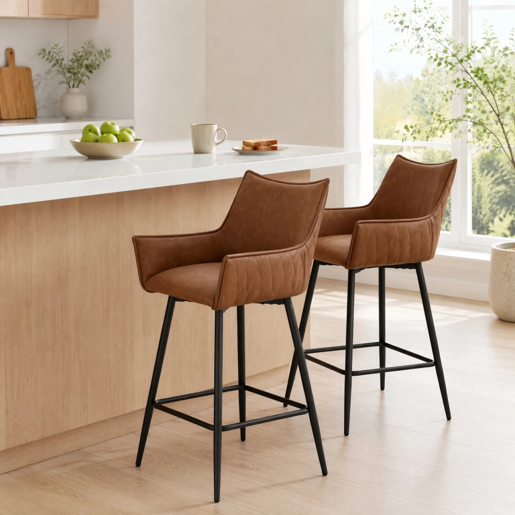 Sgabello da bar vintage ergonomico con braccioli, set da 2