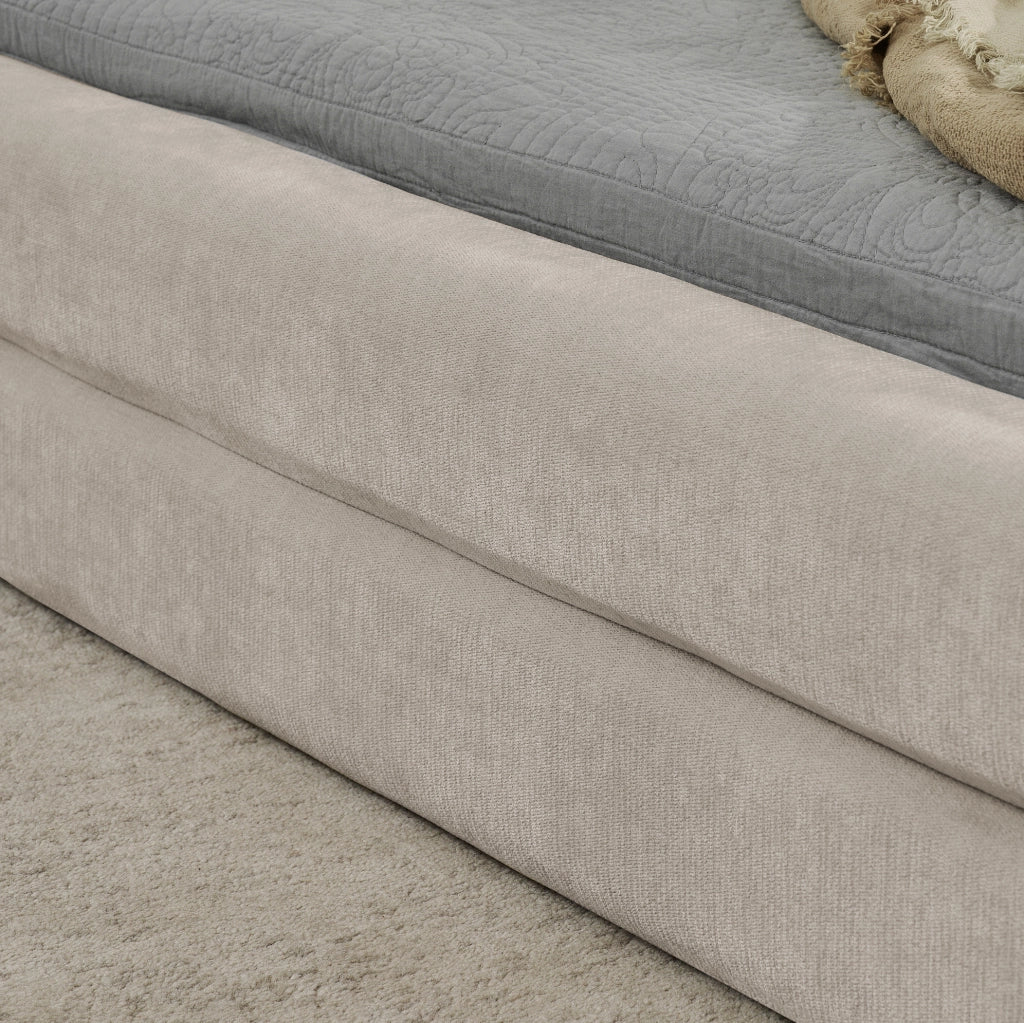 Letto matrimoniale 160x200 cm beige in ciniglia