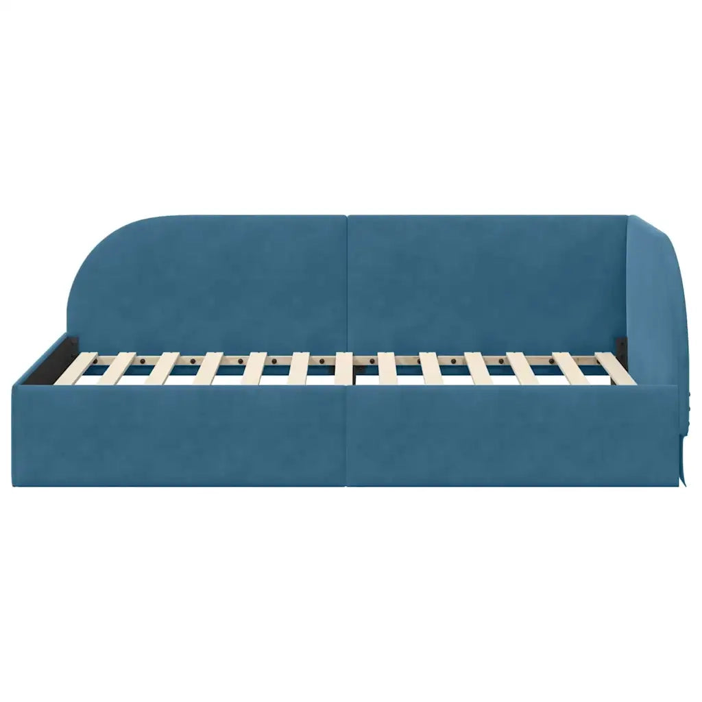 Cornice del letto ad angolo Blu 100 cm x 200 cm Velluto
