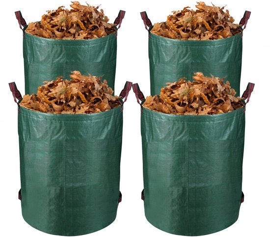 Set di 4 contenitori per rifiuti di giardino 272 L - contenitore di giardino pieghevole - contenitore per rifiuti di giardino - contenitore per rifiuti verdi - contenitore per rifiuti di giardino - riciclabile - 76 x 67 cm - verde