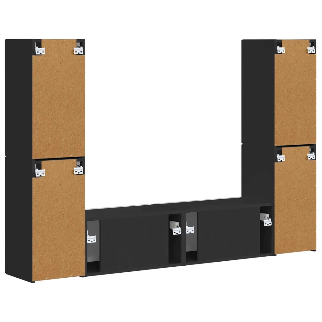 Set mobile TV 6 pz-Credenza per TV Nero Legno multistrato 872221