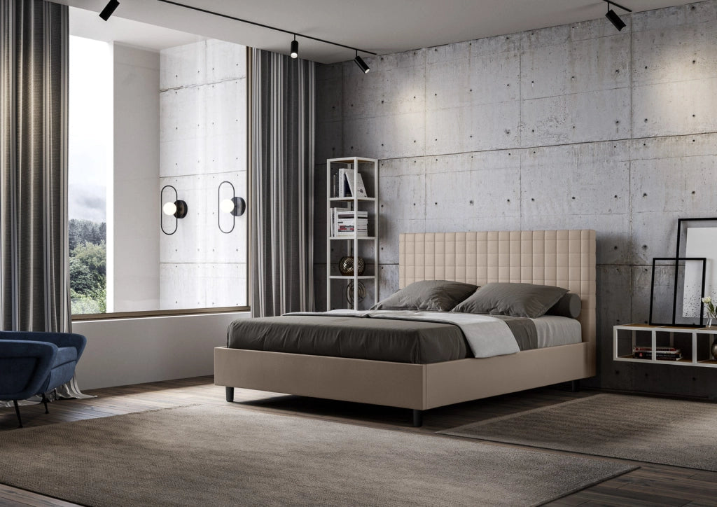 Letto Matrimoniale Extra Large 190x210 cm con Rete e Contenitore Sunny Tortora
