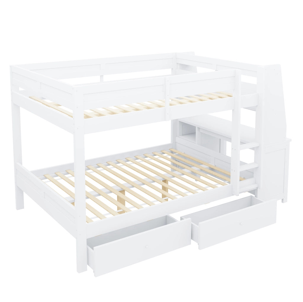 LETTO A CASTELLO 140x200 cm con Scrivania e Contenitore Bianco