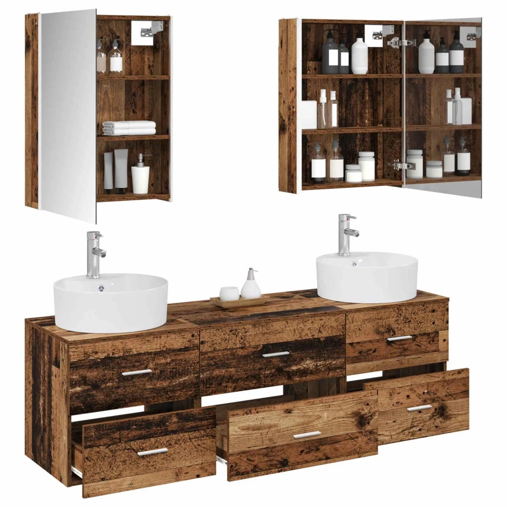 Set di mobili per il bagno 5 pz Legno antico 3406893