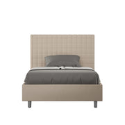 BS COM Letto una piazza e mezza con rete imbottito 120x200 similpelle tortora