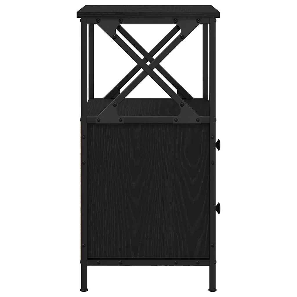 Comodino | Armadio da Notte | Mobiletto da notte con cassetto Rovere Nero 34 x 35,5 x 70 cm