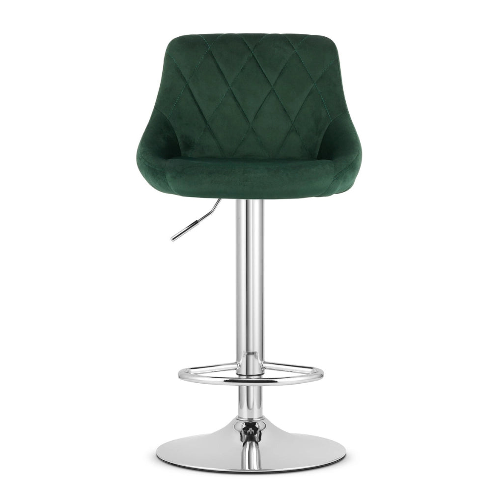 Sgabello da bar KAST in velluto verde con base cromata