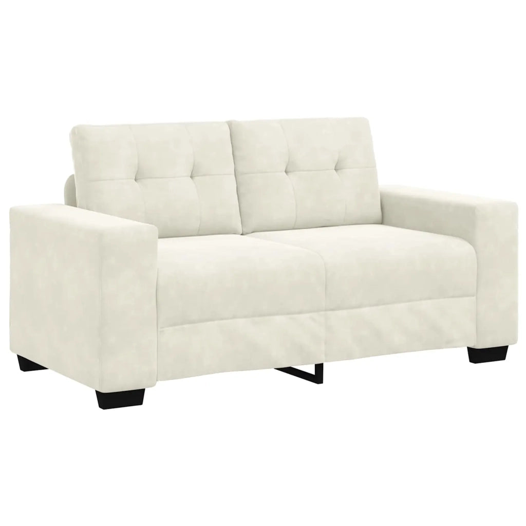 Divano a due posti con cuscino-Sofa 2 Posti Crema Velluto