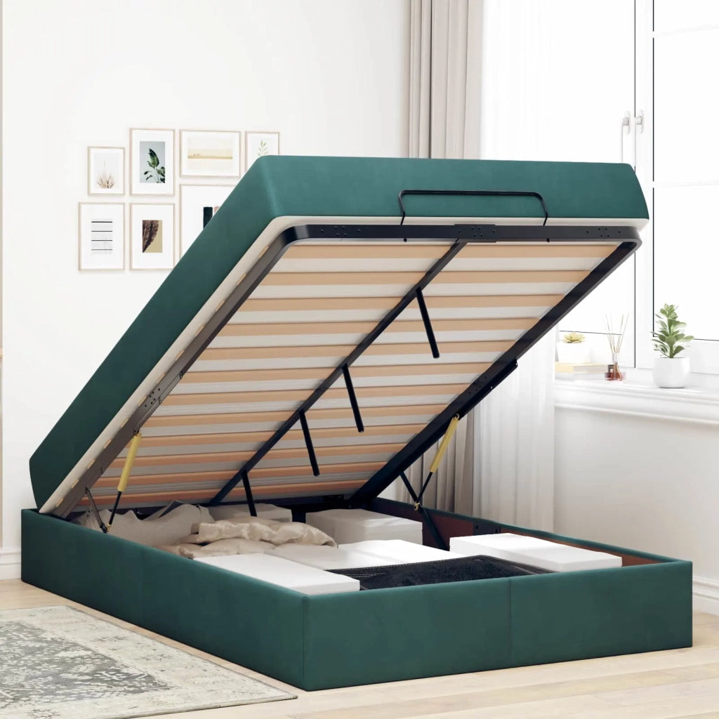 Struttura letto con materasso con materasso 2 pcs Verde Velluto