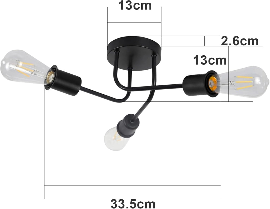 ZMH Lampada da soffitto vintage nera E27 stile industriale per interni