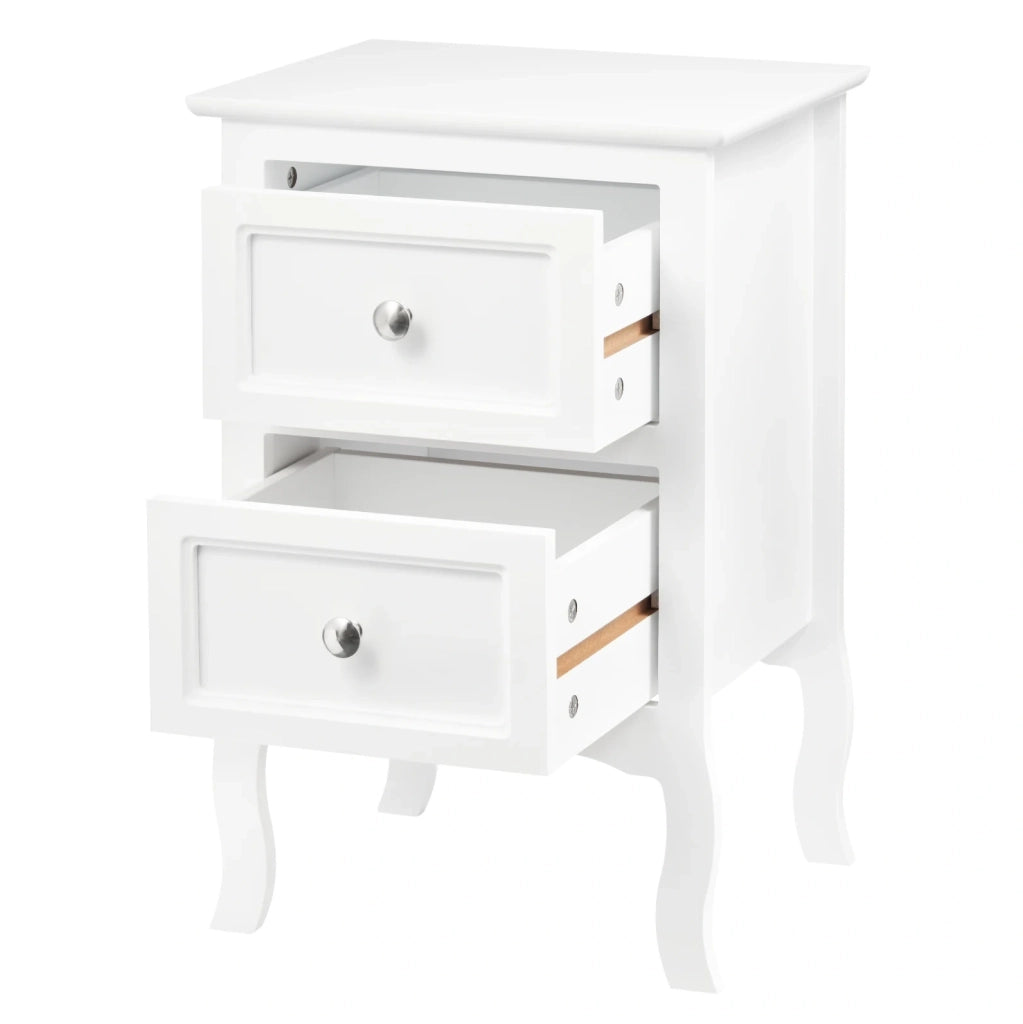 Comodino moderno bianco con due cassetti in MDF laccato 40x60x30 cm