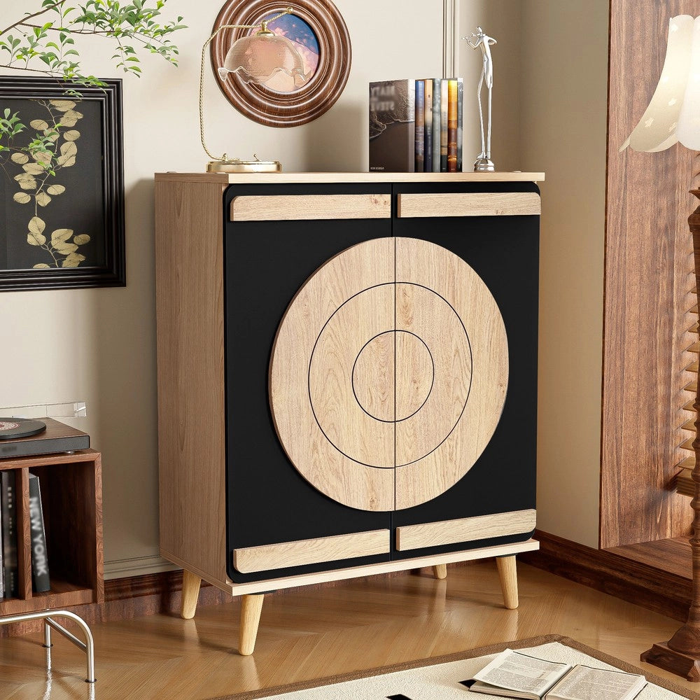 Scarpiera con Ante Geometriche e Ripiani ¨C MINIMAL ¨C Legno, Multilivello