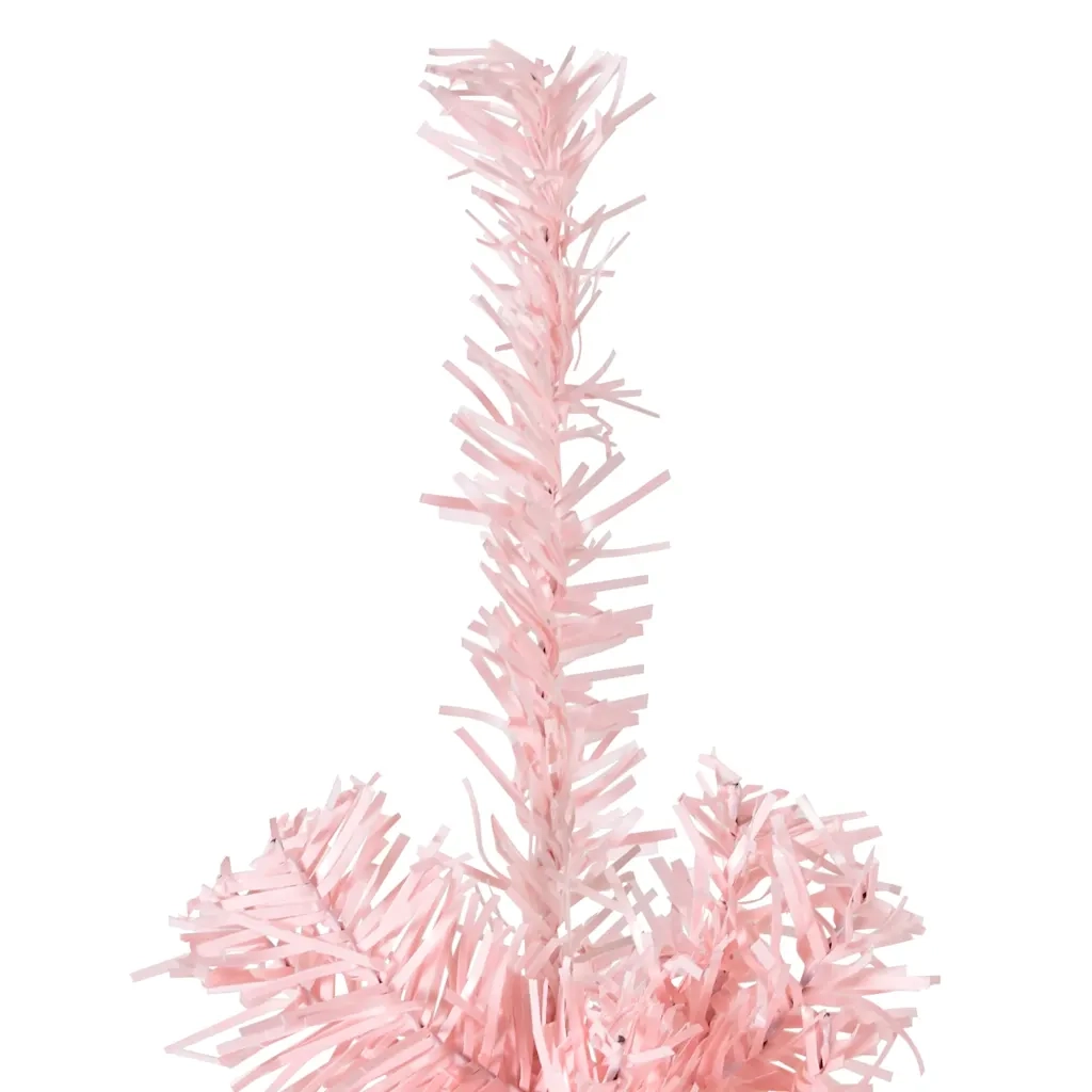 Albero Natale Artificiale Sottile a Metà e Supporto Rosa 210 cm 344572