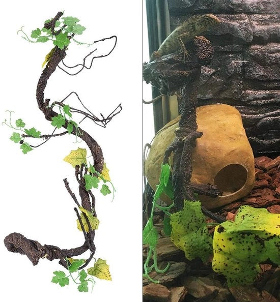 Decorazione per Terrario - Supporto per Serpenti - Flessibile - Beugolo per Reptili - Protezione per Anfibi - Migliora l'Appetito - Camera per Reptili - Modello: Kunstmatige Rotan Klimtak - Reptiel Wijnstok - Flexibele Beugel - Codice: 123456