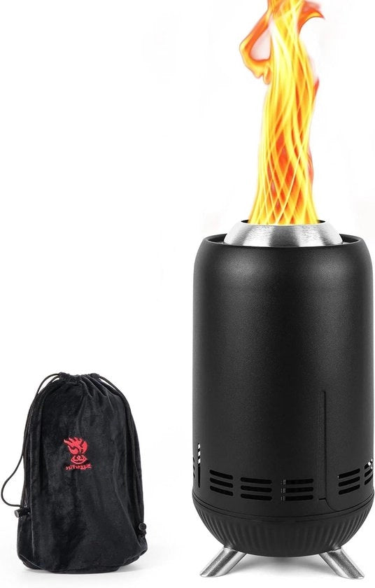 Fornello Esterno Mini per Campeggio e Fiammate da Campo | Stufa da Campeggio a Combustione Secondaria in Acciaio Inossidabile a Bassa Fumata Alimentata da Pellet e Legna con Borsa da Viaggio 30,5 x 16,3cm
