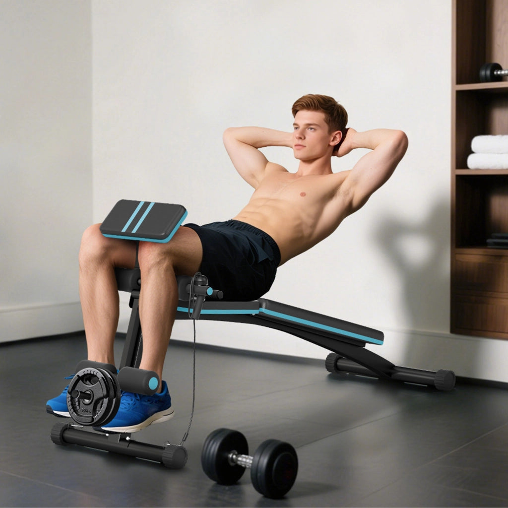 Panca Fitness Pieghevole ¨C Xylo ¨C 7 Posizioni Regolabili, Carico 120kg, Blu