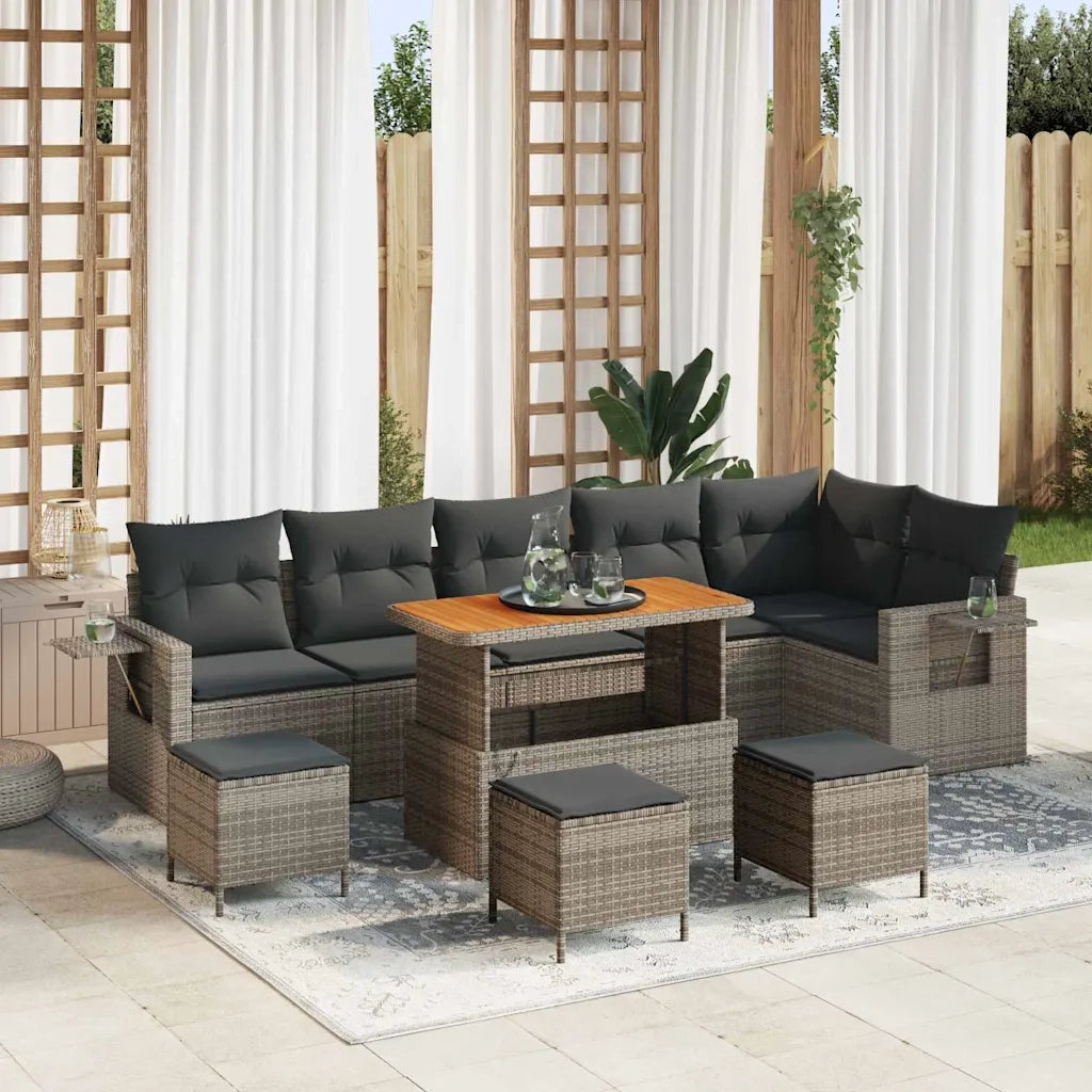 Set Divano da Giardino 10 pcs Grigio polyrattan 3361773