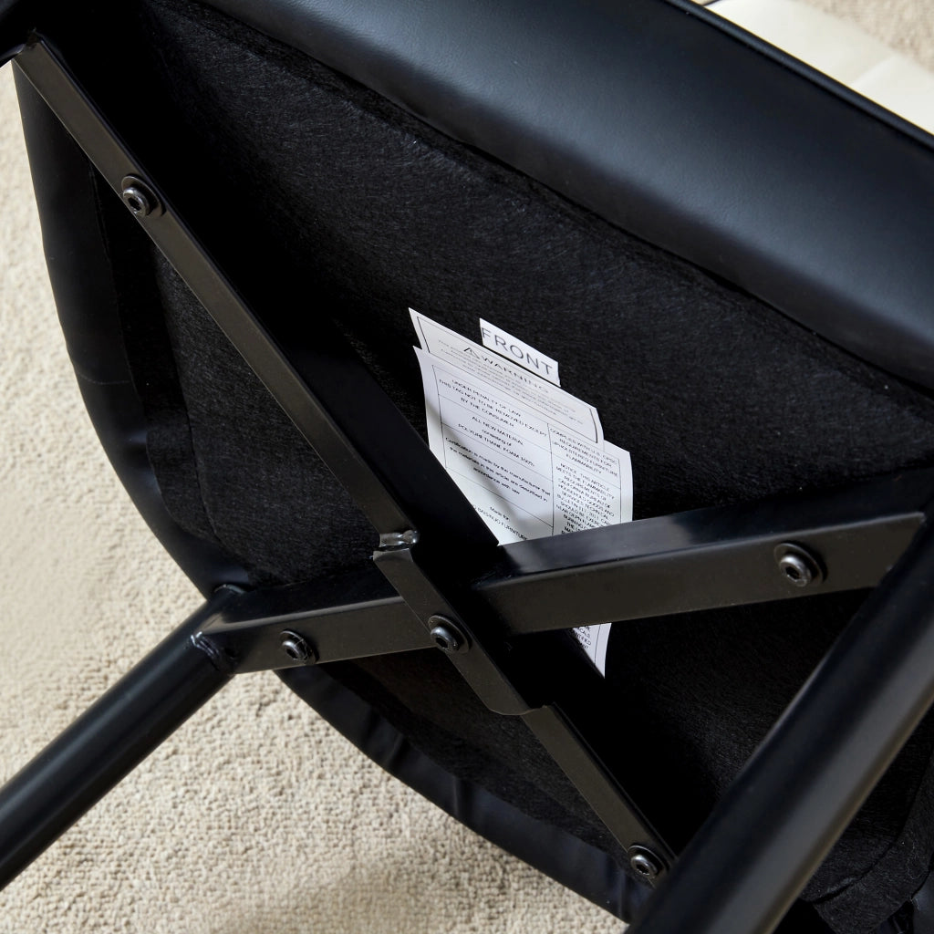Set di 2 sedie da pranzo moderne in PU nero-bianco con gambe in metallo