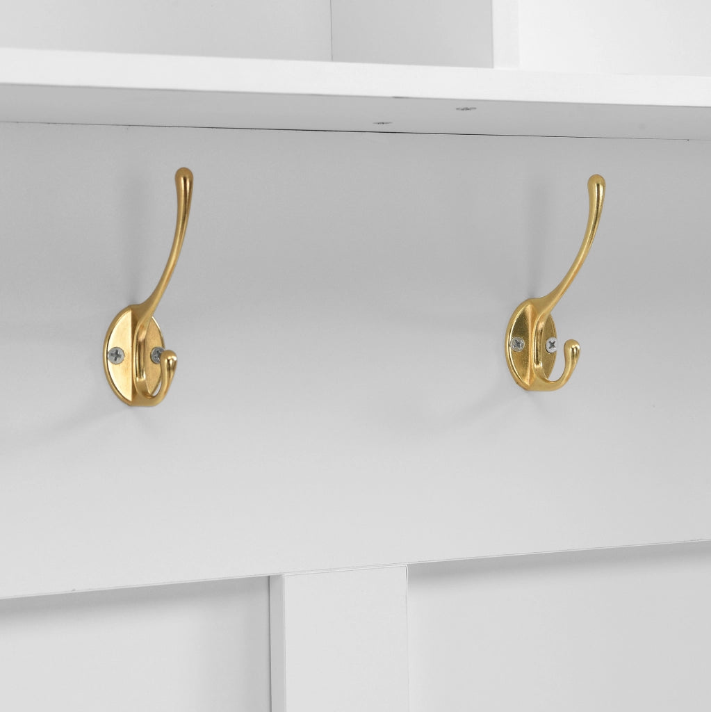 Mobile guardaroba con LED; specchio; ganci e cassetti; 120 x 40 x 187 cm; MDF; bianco ed effetto legno